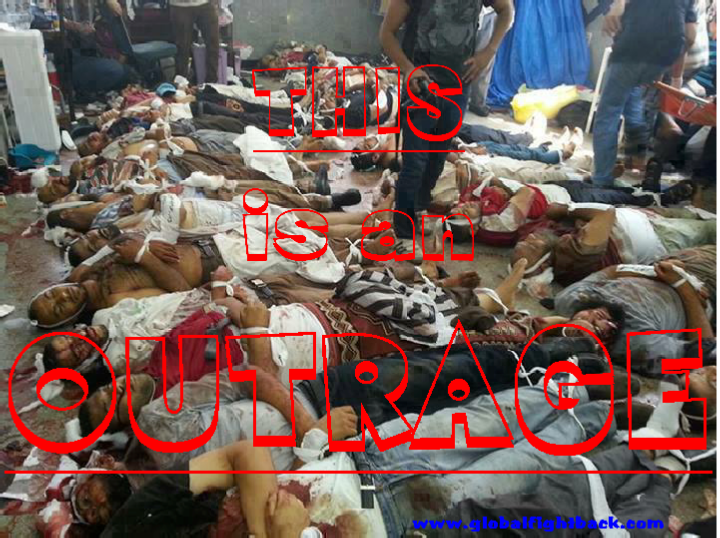 scores of Muslim Brotherhood supporters are killed in a brutal crackdown by the miltary leadership in Cairo, 14th August, 2013. See The Globe news page for the story.